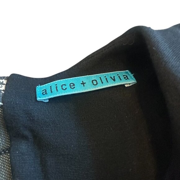 Alice + Olivia Black Sheath Dress Cap Sleeve Waist Band Stretch Size 4 Women's - Picture 9 of 9